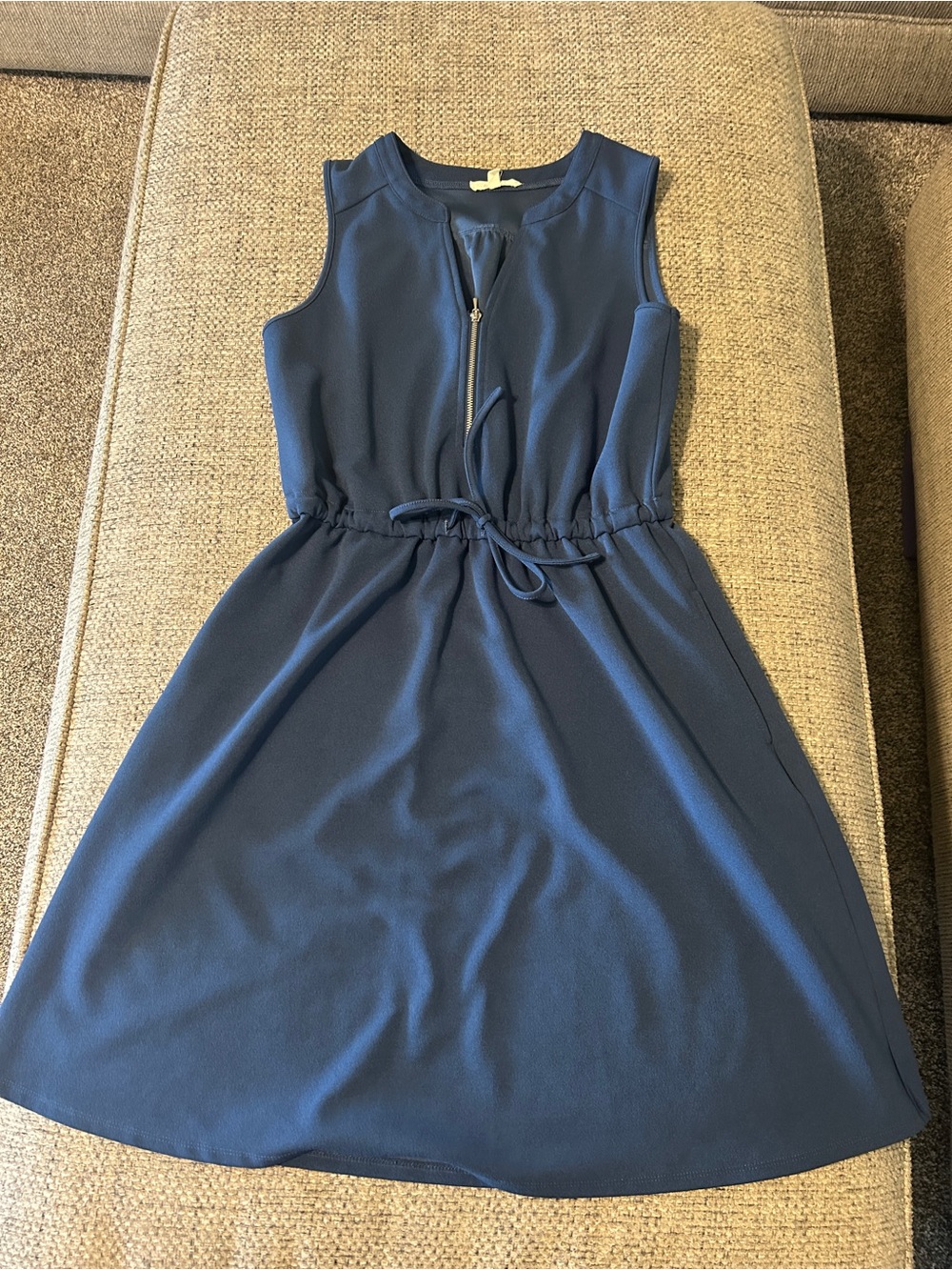 Maurices Navy Sleeveless Zip-Front Drawstring Dress